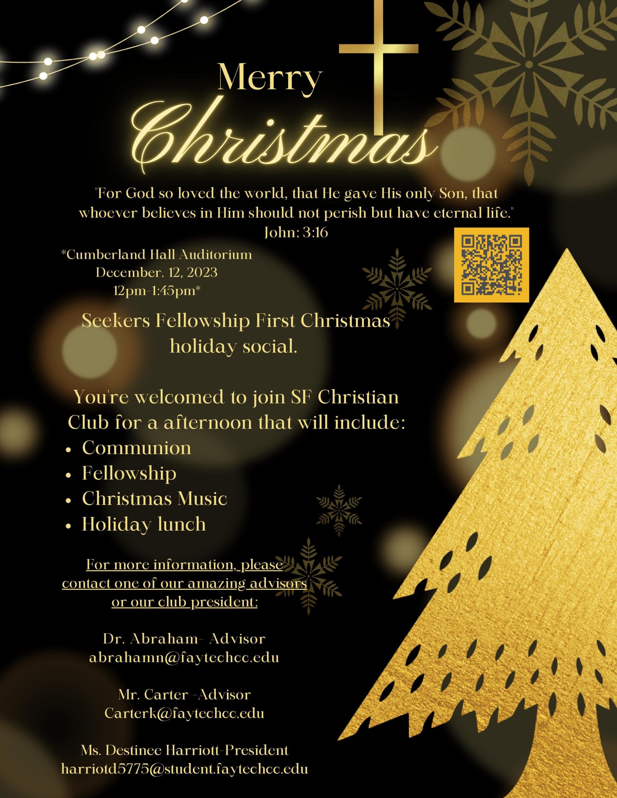 Black And Gold Illustrative Merry Christmas Flyer